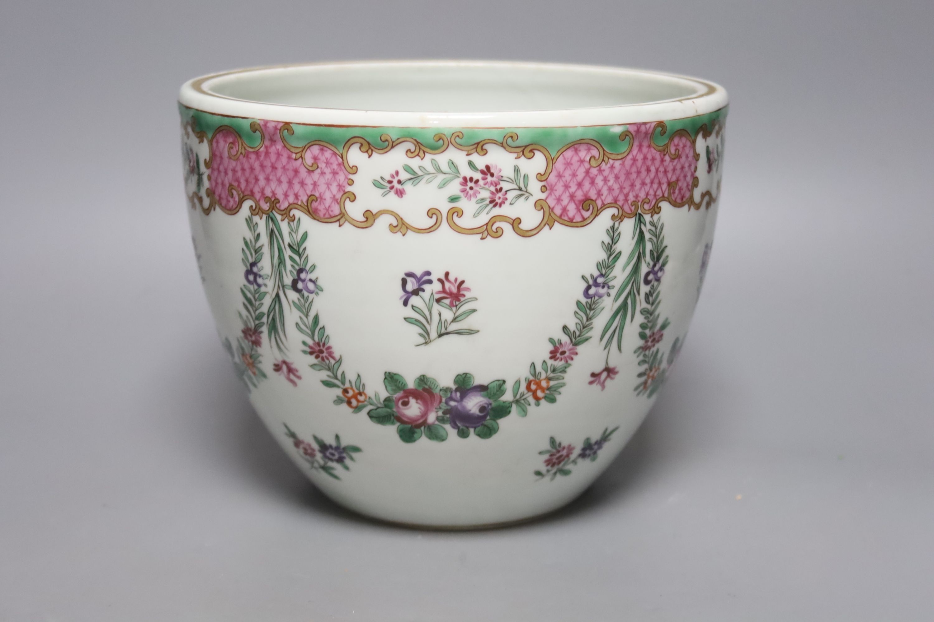 A 19th century Samson famille rose jardiniere in Chinese style, height 17cm